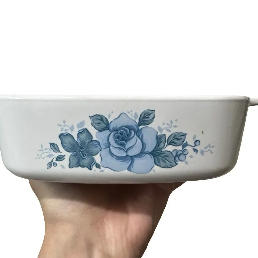 Vintage Corning Ware Blue Velvet Rose A-1-B 1 Qt Casserole Dish No Lid USA